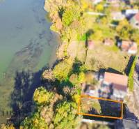 Aerial view of properties - housing by the river in the urban environment of Jahodná.