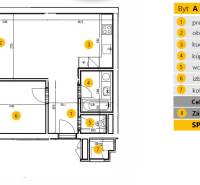Floor plan of a 2-room apartment with a kitchen, bathroom, toilet, and garden. Total area 78.43 m².
