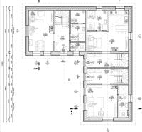 Building plan for Land - housing with a room, kitchen, and equipment.