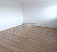 An empty room with a wooden decor floor in a studio apartment, ready for furnishing.
