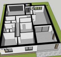 Floor plan of a family house in Bajč with a garage, garden, and terrace.