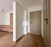 Entrance hall of a 2-room apartment with light wooden floors and interior doors.