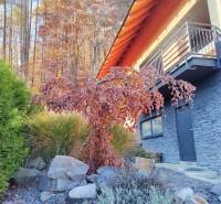 A cottage in Stráne near Martin surrounded by autumn nature and stone details.