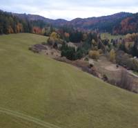 Hilly landscape with forests and houses on Recreational lands in Čertov, Lazy pod Makytou.