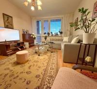 Living room in a 3-room apartment with pleasant lighting, wood-patterned flooring, and a comfortable sofa.
