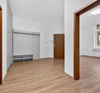 Interior of a 4-room apartment with a wood-patterned floor and a large window.