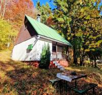 A cottage surrounded by an autumn forest in Tále, Bystrá, with a wooden gazebo.