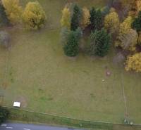 Aerial view of Recreational plots in Čertov, Lazy pod Makytou, surrounded by trees.