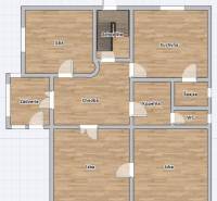 Floor plan of a family house with a staircase and a wooden decor floor in Vráble.