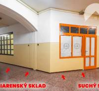 Interior of commercial premises with sections: freezing and dry storage.