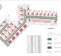 Site plan for residential housing in Veľký Meder with proposed building plots.