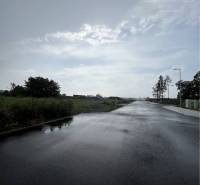 A view of the asphalt road between residential plots in the Bučuháza area, Šamorín.
