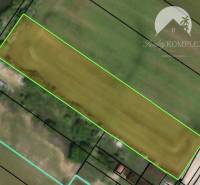 Aerial view of agricultural and forest land in Veľké Dvorníky on Veľké Dvorníky Street.