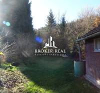 A garden at a family house in Telkibanya, surrounded by trees and lawn.