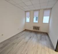 White office with windows, a radiator, and a wooden decor floor.