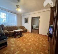 Living room in a family house with a sofa and wooden decor flooring.