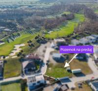 Aerial view of plots in Hrubá Borša marked for sale for residential purposes.