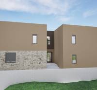 Recreational apartment in Vodice with modern design and cars in the parking lot.