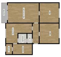 The floor plan of a 3-room apartment shows rooms, kitchen, bathroom, toilet, and balcony.