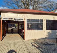 View of the exterior of commercial premises with a terrace on Park and Main Road, Veľké Ludince.