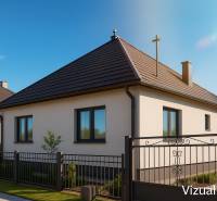 A family house in Hokovce with a classic gable roof and a metal fence in the front garden.