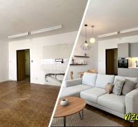 Renovation of a 1-room apartment from an unfurnished state to a modern interior with a wooden decor floor.