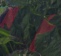 Aerial view of agricultural and forest lands near Necpaly with marked areas.