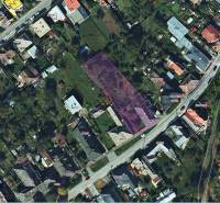 Aerial view of residential plots in Prešov on Soľnobanská Street.