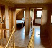 Interior with wooden paneling, floor with wooden decor, entrance to the room. Recreational grounds.