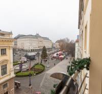 Bratislava - Old Town on Gorkého Street with Christmas shopping spaces and decorated street.