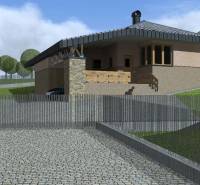 A family house with a terrace and a sloped roof on a plot in Dlhé Pole.