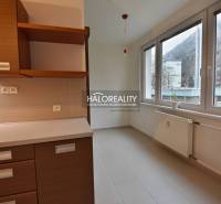 Kitchen unit and windows with a view in a 2-room apartment, floor with wood decor.