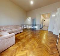 Living room in a 3-room apartment with a corner sofa and a floor with a wooden decor.