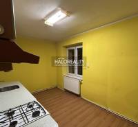 A kitchen in a 2-room apartment with a wood-patterned floor and yellow walls.