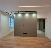 3-room apartment with lighting, wall, and floor with wood decor.