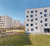 New buildings in Bratislava - Lamač with greenery and sidewalks.