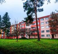 An apartment building on Ľudová Street in Košice - Západ district surrounded by greenery.