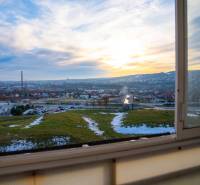 View from a 4-room apartment in Košice Ťahanovce of the snowy landscape and the city.