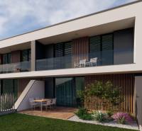 Family house in Piešťany with a glazed balcony and a terrace in a green garden.