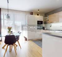 Living room with kitchen and dining area, bright room, dining table, family house.