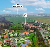 Aerial view of family houses in Machulince, near Zlaté Moravce.