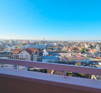 View of the city of Senec from a 3-room apartment on Jesenského Street 2, panorama of buildings.