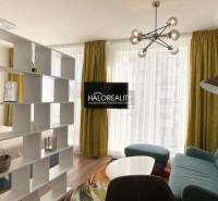 A living room with bright curtains, a wooden decor floor, and a bookshelf in a studio apartment.