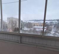 Winter terrace with a view of the housing estate from a 2-room apartment on Andreja Hlinku Street in Detva.