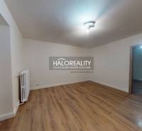 A spacious room in a 2-room apartment with a wood-patterned floor and a radiator.