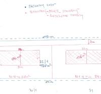 Plan for the division of residential building plots in Nitrianska Blatnica with square meter delineation.