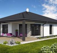 A family house in Most pri Bratislave with a terrace, lawn, and outdoor seating.