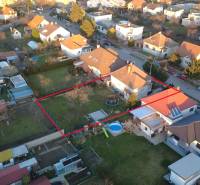 Aerial view of the garden of a family house on Slnečná Street in Nové Mesto nad Váhom.