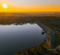 Sunset over Lozorno, Pine. Landscape and water area in the Land - housing region.