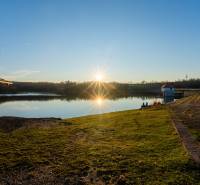 Lake with sunset near Lozorno on Borovicova Street, suitable for residential plots.